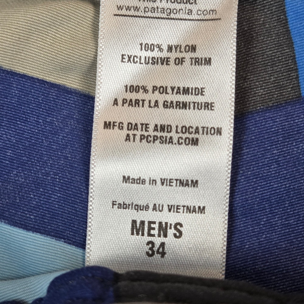 Patagonia Wavefarer Board Shorts Men's 34 Blue Gray Geometric Swim Trunks 86556 - Picture 4 of 10